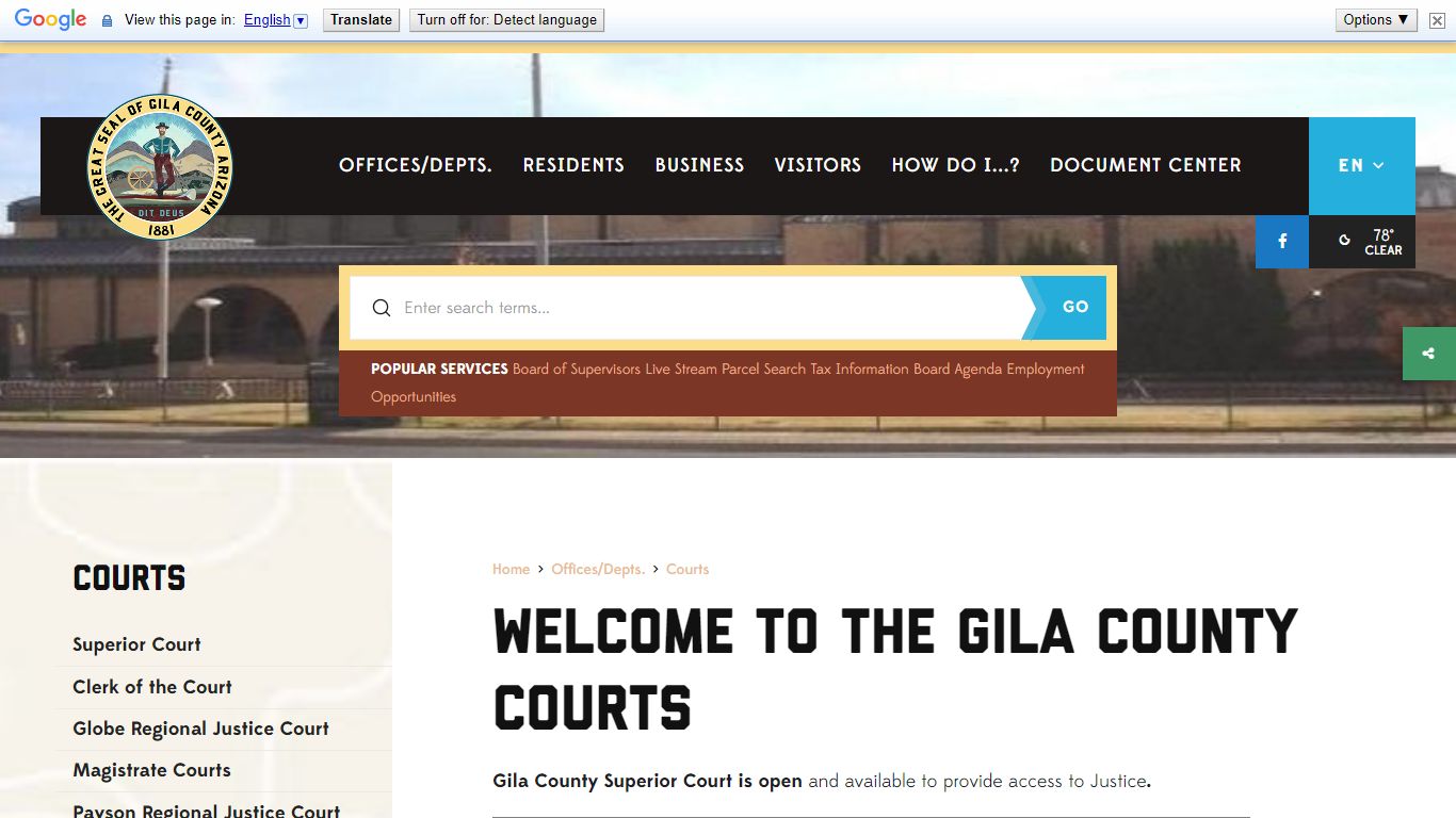 Welcome to the Gila County Courts