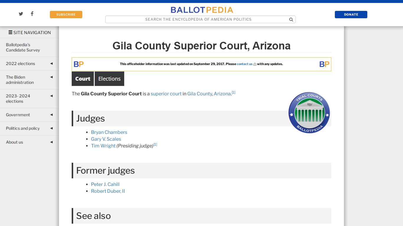 Gila County Superior Court, Arizona - Ballotpedia