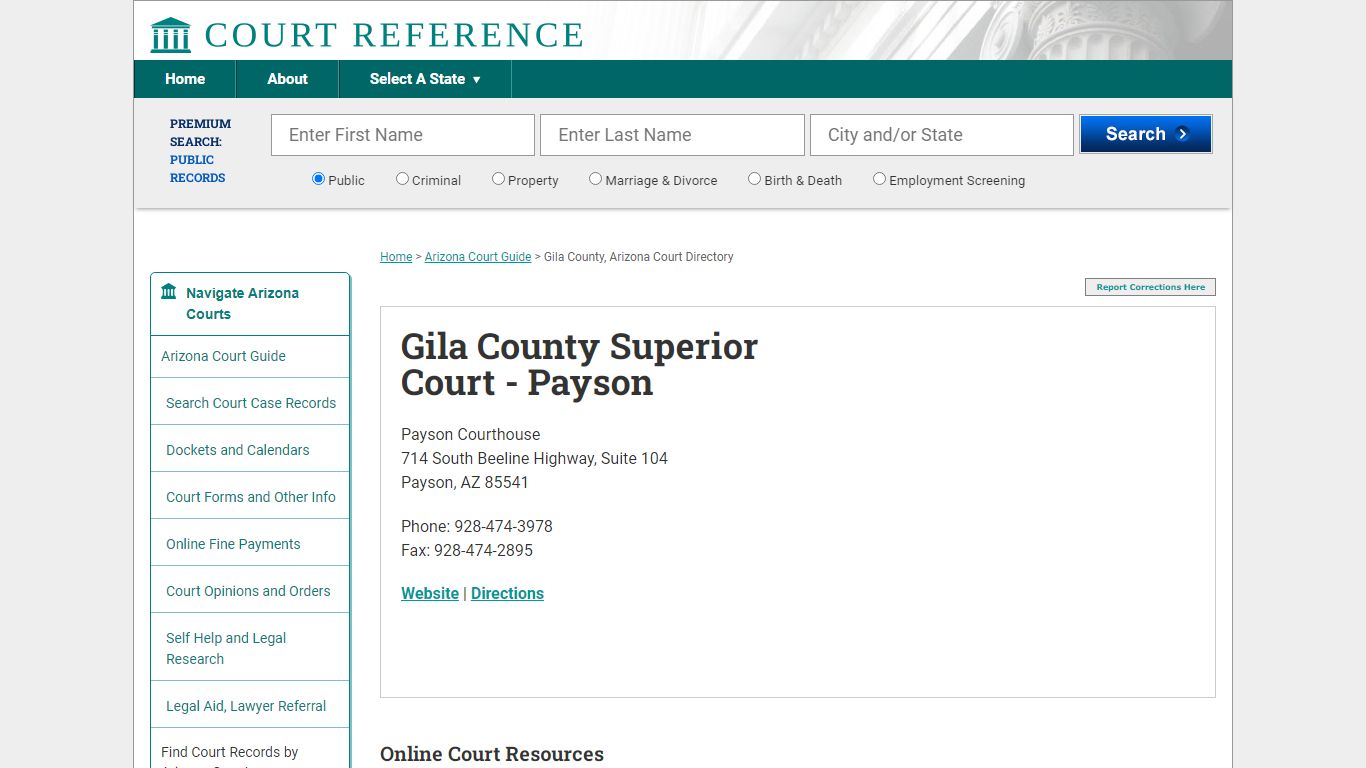 Gila County Superior Court - Payson - CourtReference.com